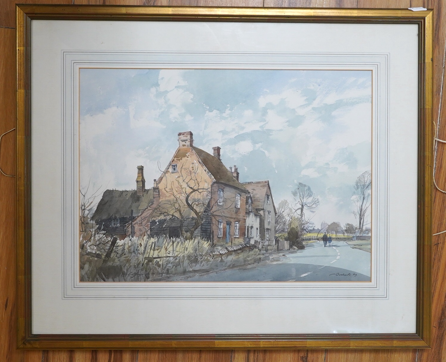 Stanley Orchart (1920-2005), watercolour, ‘Cottage at Great Barford’, signed and dated ‘69, 35 x 48cm. Condition - good